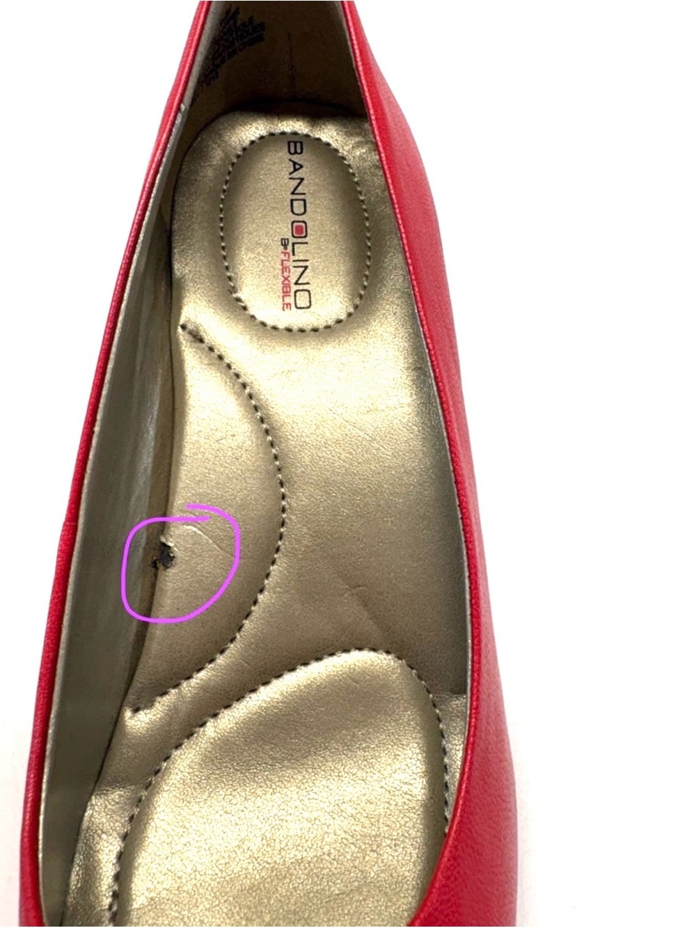 NEW Bandolino Red Genuine Leather Pointed Toe Pumps - 8.5M - Picture 9 of 10